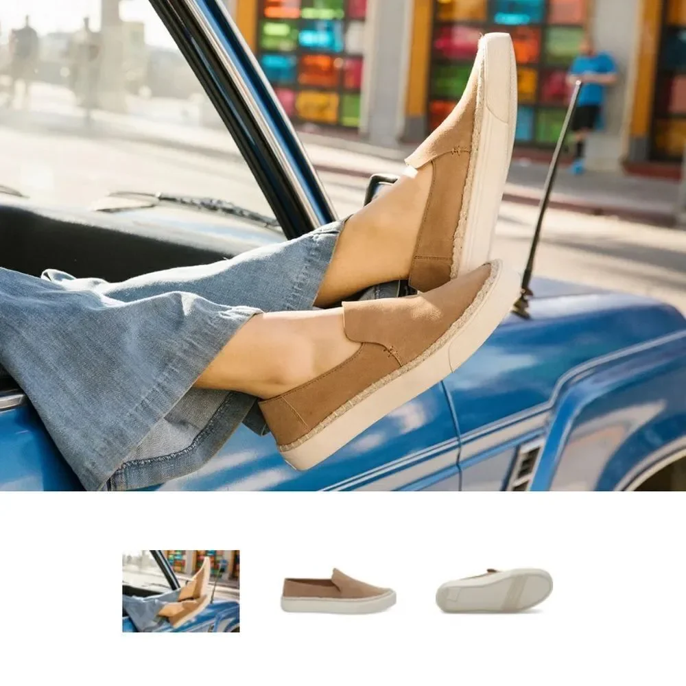 Toms Sunset Toffee Suede Women's Tan Slip-On Espadrille Sneakers Size 11